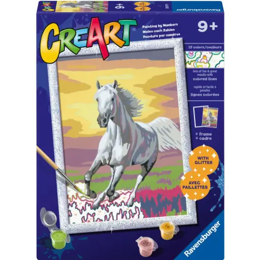 [179622-BB] CreArt Paint by Number Horse at Sunset with Glitter 7x10in