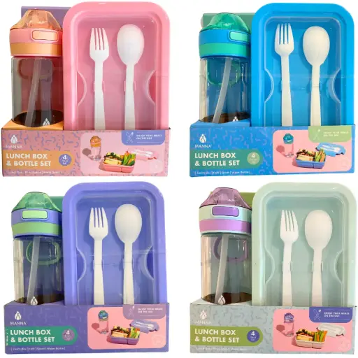 [180285-BB] Manna Bottle & Lunch Box Set Assorted