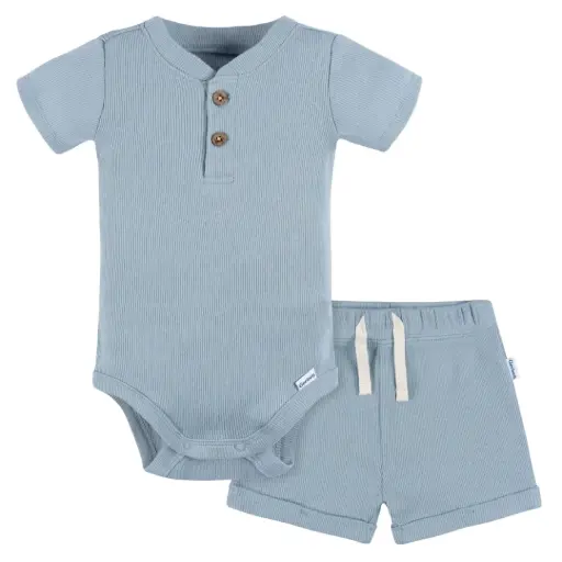 [180457-BB] Gerber Bodysuit & Shorts Set Blue