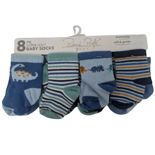 [181196-BB] Soft Socks 8pk Dino
