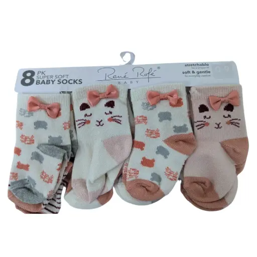 [181197-BB] Soft Socks 8pk Cats
