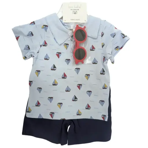 [181209-BB] Polo & Shorts Toddler Set 3pc Boats