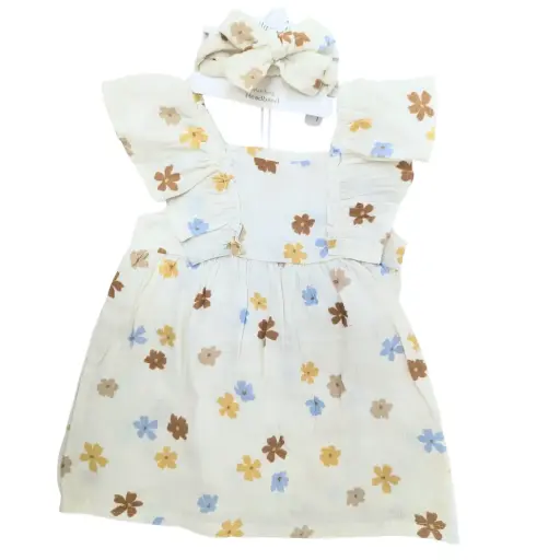 [181215-BB] Gauze Dress Toddler Set 2pc Multi Flowers