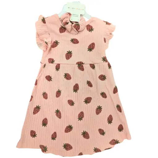 [181218-BB] Gauze Dress Toddler Set 2pc Strawberry 