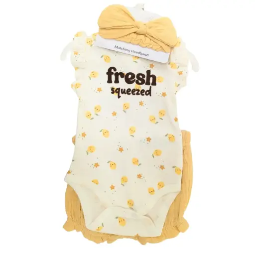 [181219-BB] Bodysuit & Short 3pc Set Fresh Squeezed