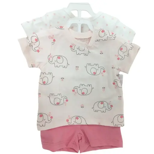 [181226-BB] Bodysuit & Short 3pc Toddler Elephant