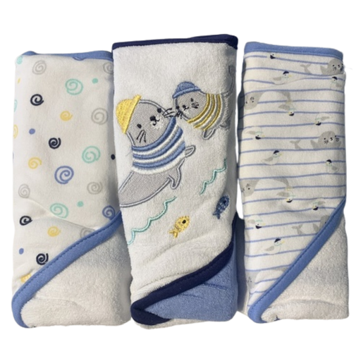 [160638-BB] Hooded Towel 3pk Blue Otter