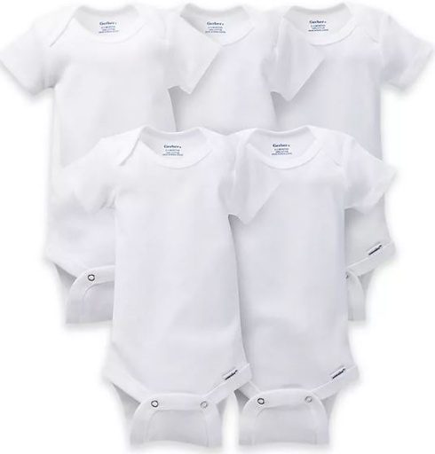 [160855-BB] Gerber Onesie White 0-3M 5pk