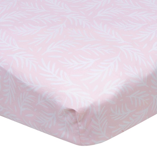 [163639-BB] Pink Leaves Fitted Crib Sheet