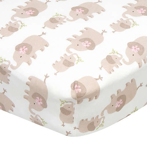 [163640-BB] Elephants Fitted Crib Sheet