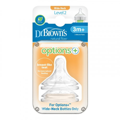 [108765-BB] Dr. Brown's Wide Neck Nipple 2pk Level 2