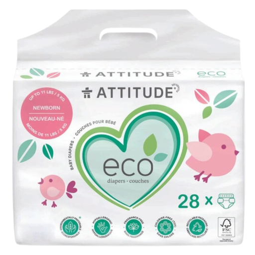 [166093-BB] Attitude Baby Diapers Newborn 28 ct