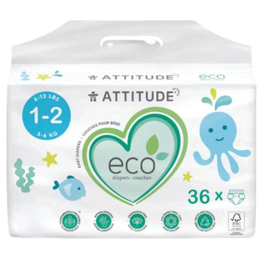[166094-BB] Attitude Baby Diapers Size 1-2 36ct