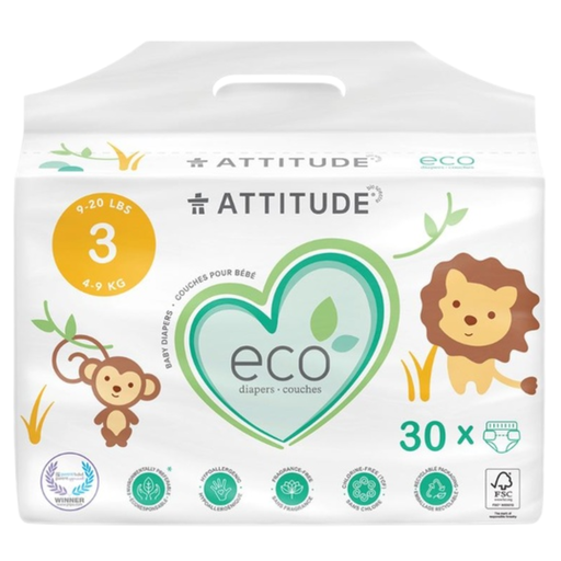 [166095-BB] Attitude Baby Diapers Size 3 30ct
