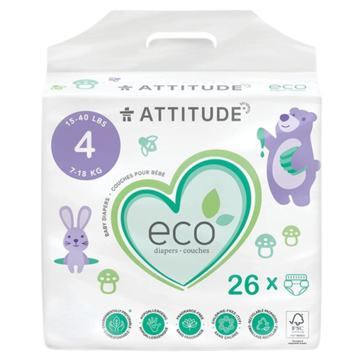 [166096-BB] Attitude Baby Diapers Size 4 26 ct