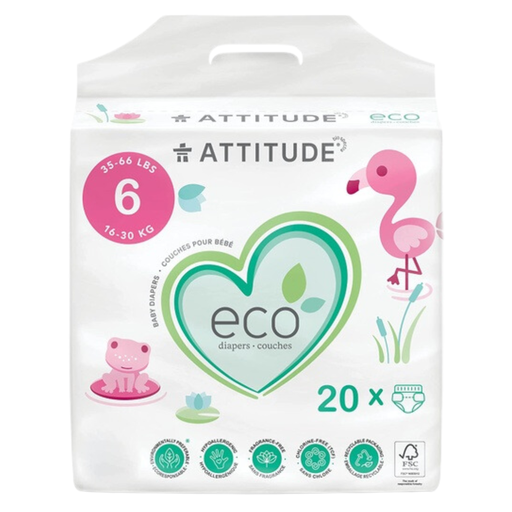 [166098-BB] Attitude Baby Diapers Size 6 20 ct