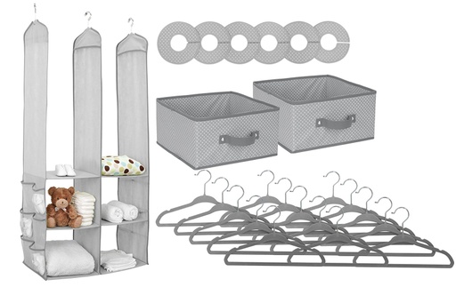 [140833-BB] 24-Piece Nursery Closet Set Grey