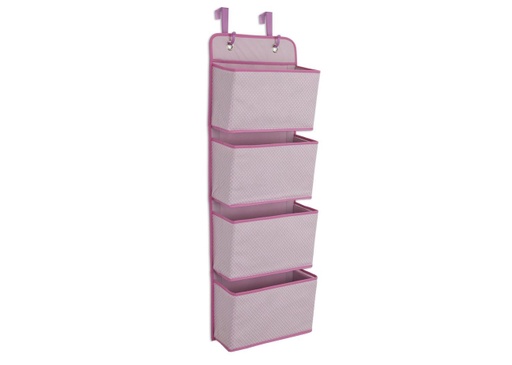 [158078-BB] 4 Pocket Hanging Organizer Pink