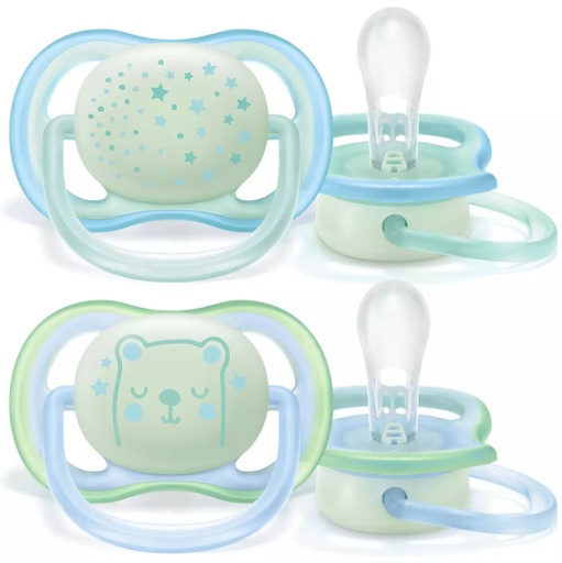 [166256-BB] Avent Ultra Air Night Pacifier 0-6M Blue