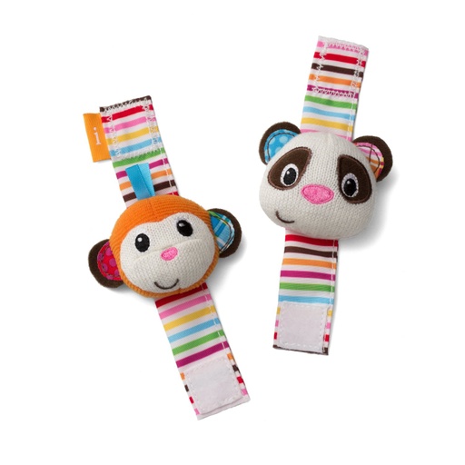 [130161-BB] Wrist Rattles Monkey N Panda